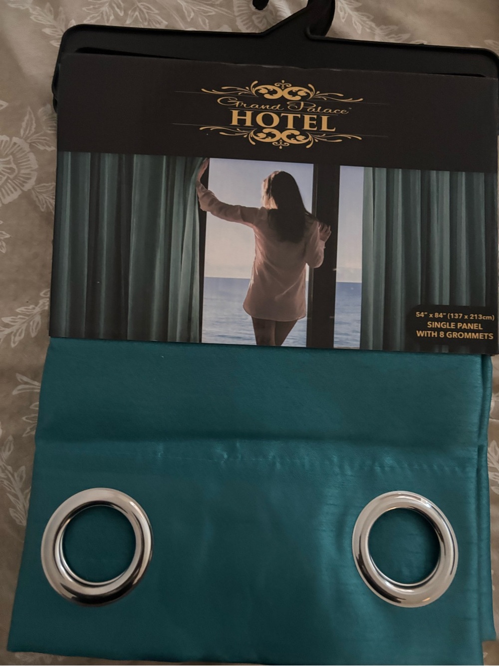 Teal Grommet Window Curtain Panel